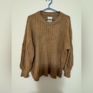 Aerie Cozy Brown Crew Neck Sweater